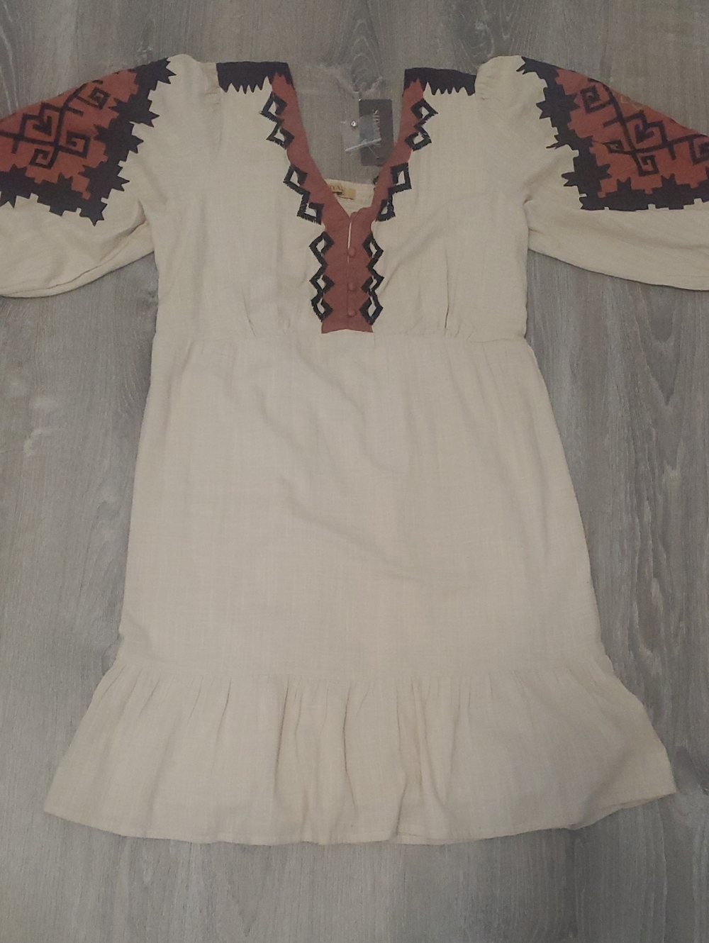 NWT New Shyanne Embroidered Quarter Sleeve Mini Dress Western Country L